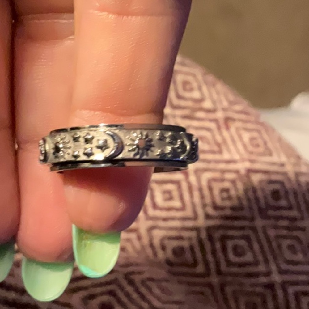 Silver Star and Moon Ring